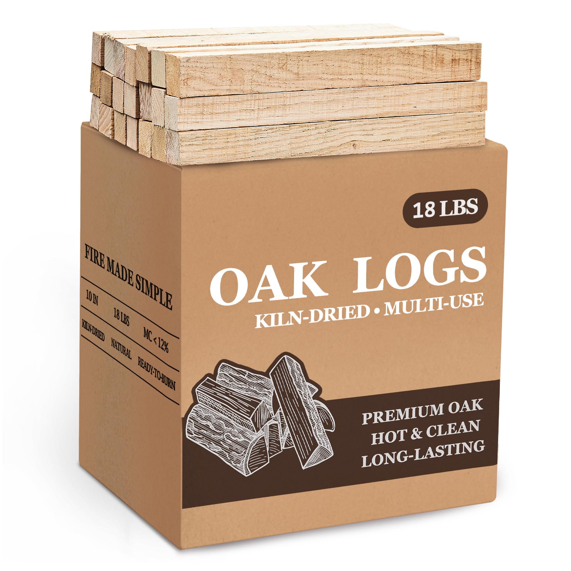 Legna da ardere essiccata in forno senza corteccia di legno duro per forni per pizza, braciere, camini, pulire rapidamente le luci calde 25,4 cm, 8,2 kg