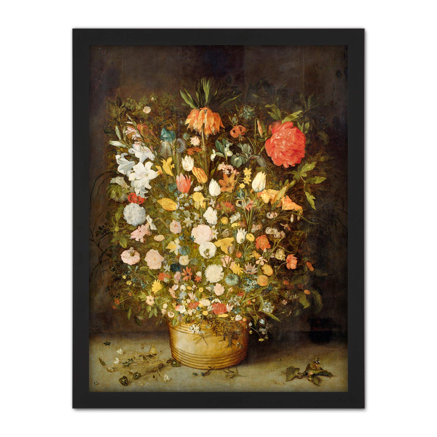 Artery8 Jan Brueghel Still Life With Flowers Painting Artwork Framed Wall Art Print 18X24 Inch