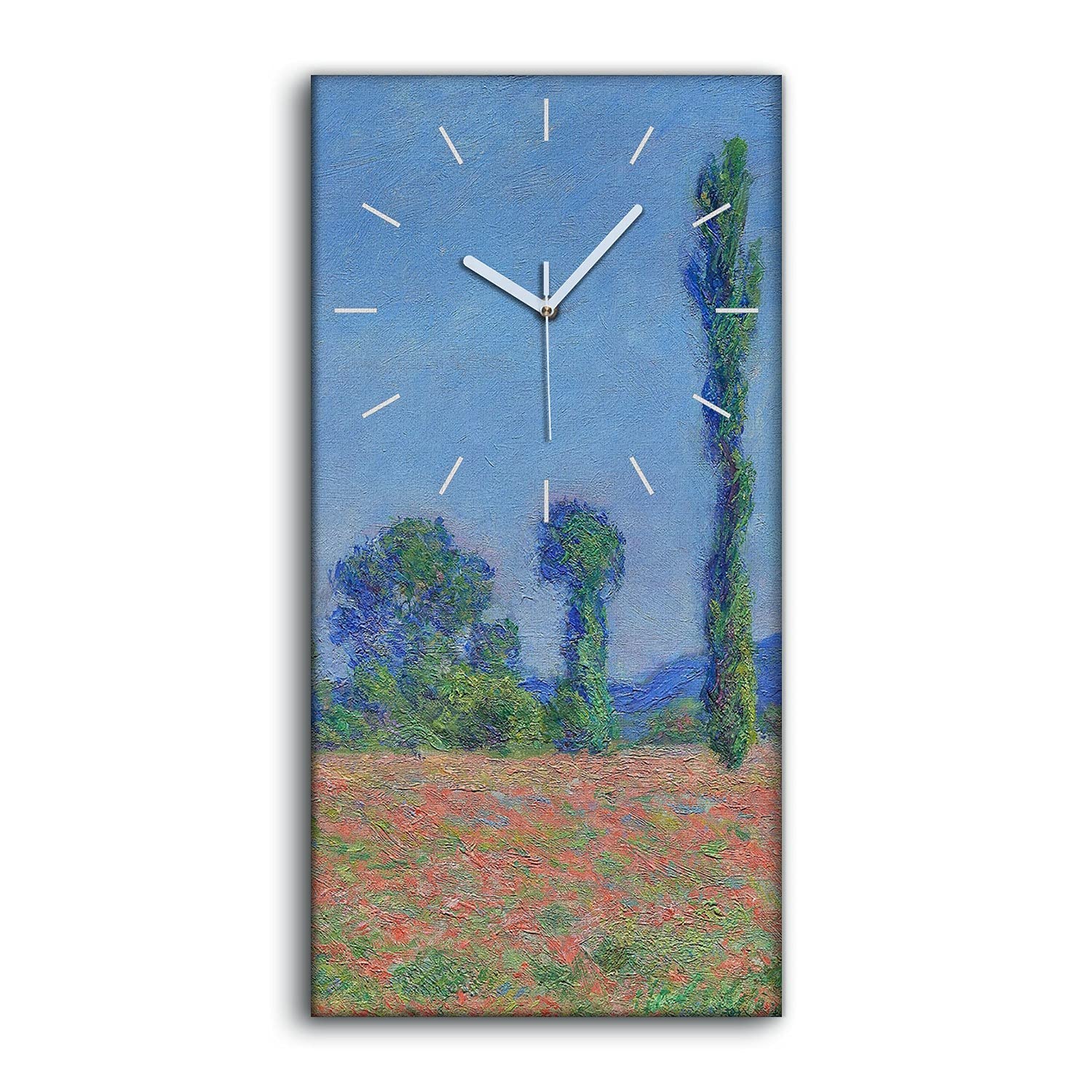 Horloge sur Toile Idée Cadeau Maison Tableau Champ de Pavot 30x60cm