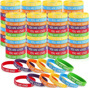 Ecally 120 Pcs Affirmation Silicone Bracelets Bulk Motivational Rubber Wristbands with Positive Message Inspirational for Summer Adults Students Teacher Gift Prizes Party Favor Supplies