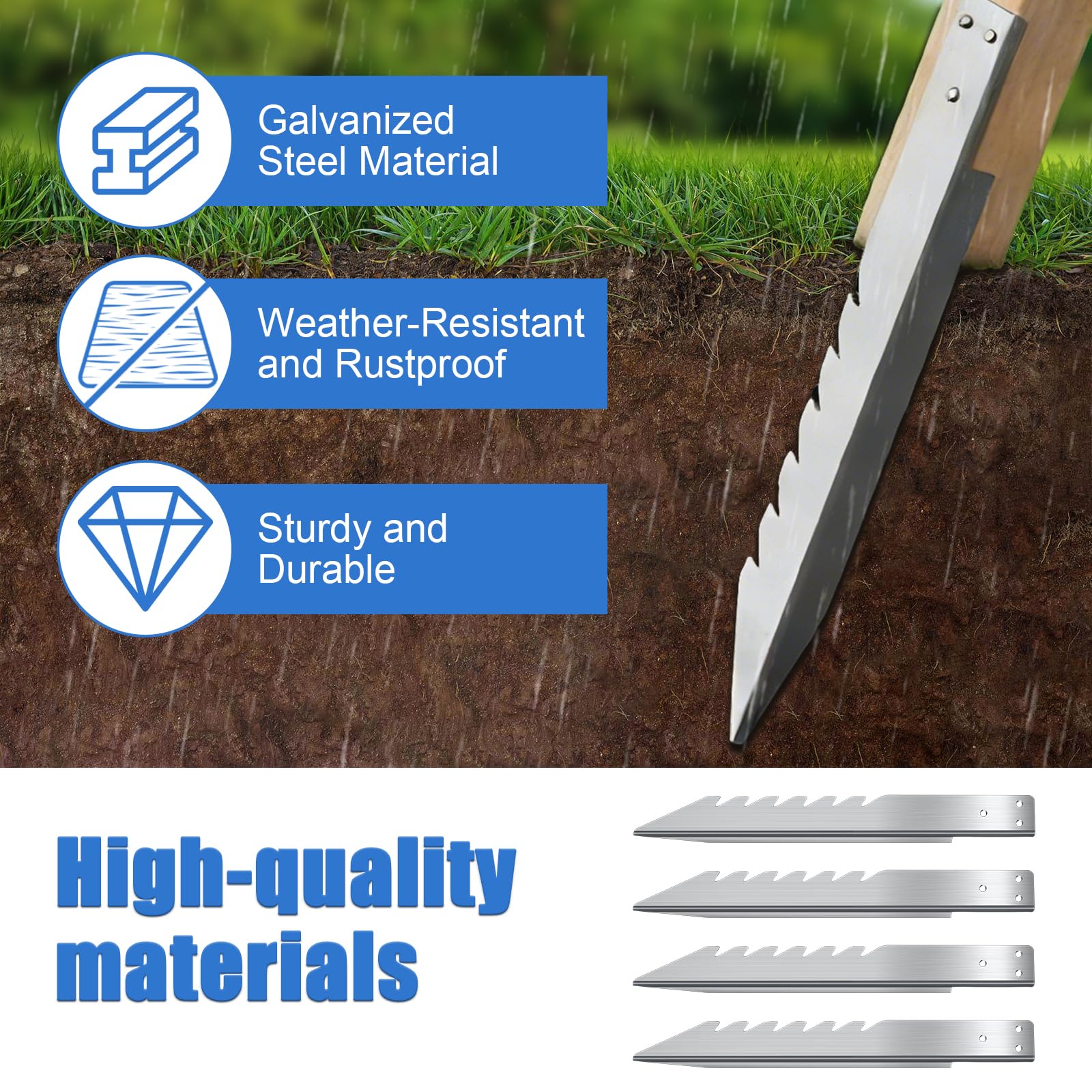 Anclajes de suelo para postes de madera, 4 unidades, longitud de 40 cm, soporte para postes de acero galvanizado para columpios, cobertizos de jardín, vallas, proyectos de jardín