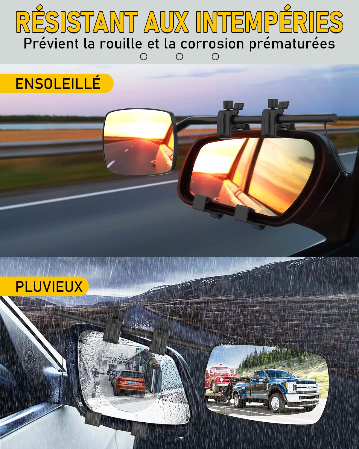 Rétroviseur caravane, Remorquage de remorque de remorque rétroviseur d'extension réglable universels pour Lot de 2 rétroviseurs remorque de voiture,caravane