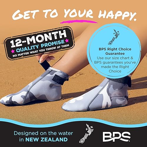 Miniatura 6 de Calcetín BPS 'Storm Sock' ultra premium para aletas de agua (corte bajo, unisex) 0.118pulgadas de neopreno pegado y cosido ciego con correas de