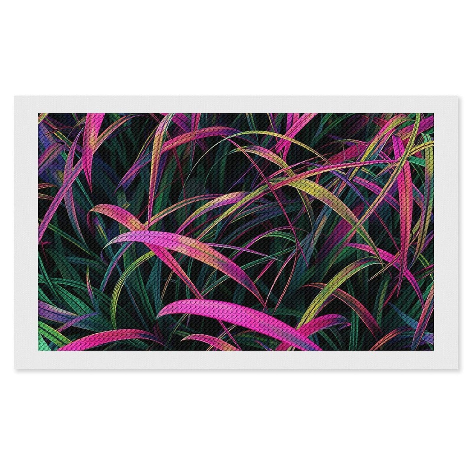 Diamond Painting Kits for Adults - DIY Diamond Art Kits for Beginners - Full 5D Paint Drill Diamond Dots Paintings- Peach And Purple Grass Diamonds Pictures Gem Art And Craft Wall Decor 12"x20"