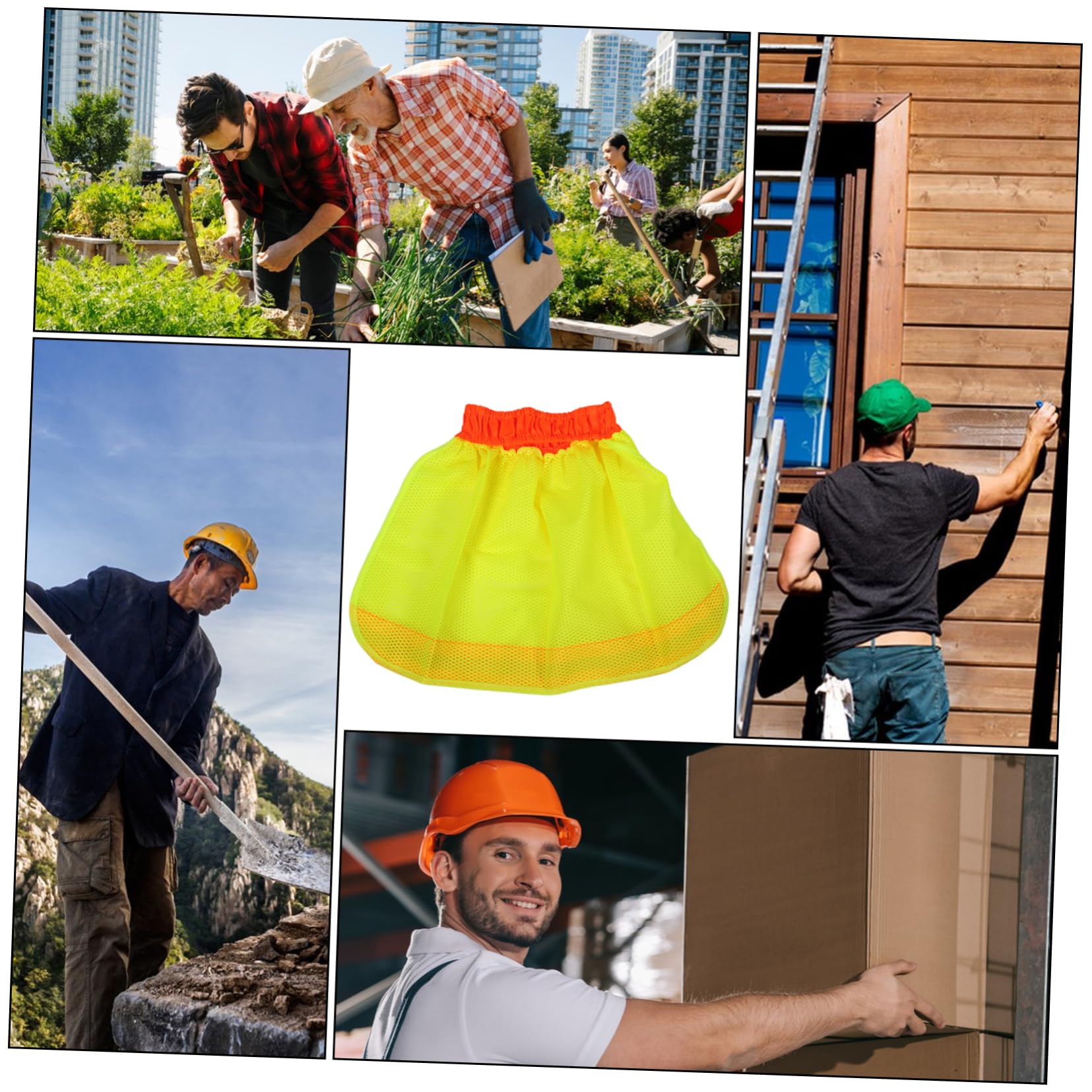 Uonlytech 2 Juegos de Cascos con ala Completa Malla Transpirable Parasol Reflectante Malla de Alta Visibilidad Accesorios de Neón para Hombres Y Mujeres 4 Piezas