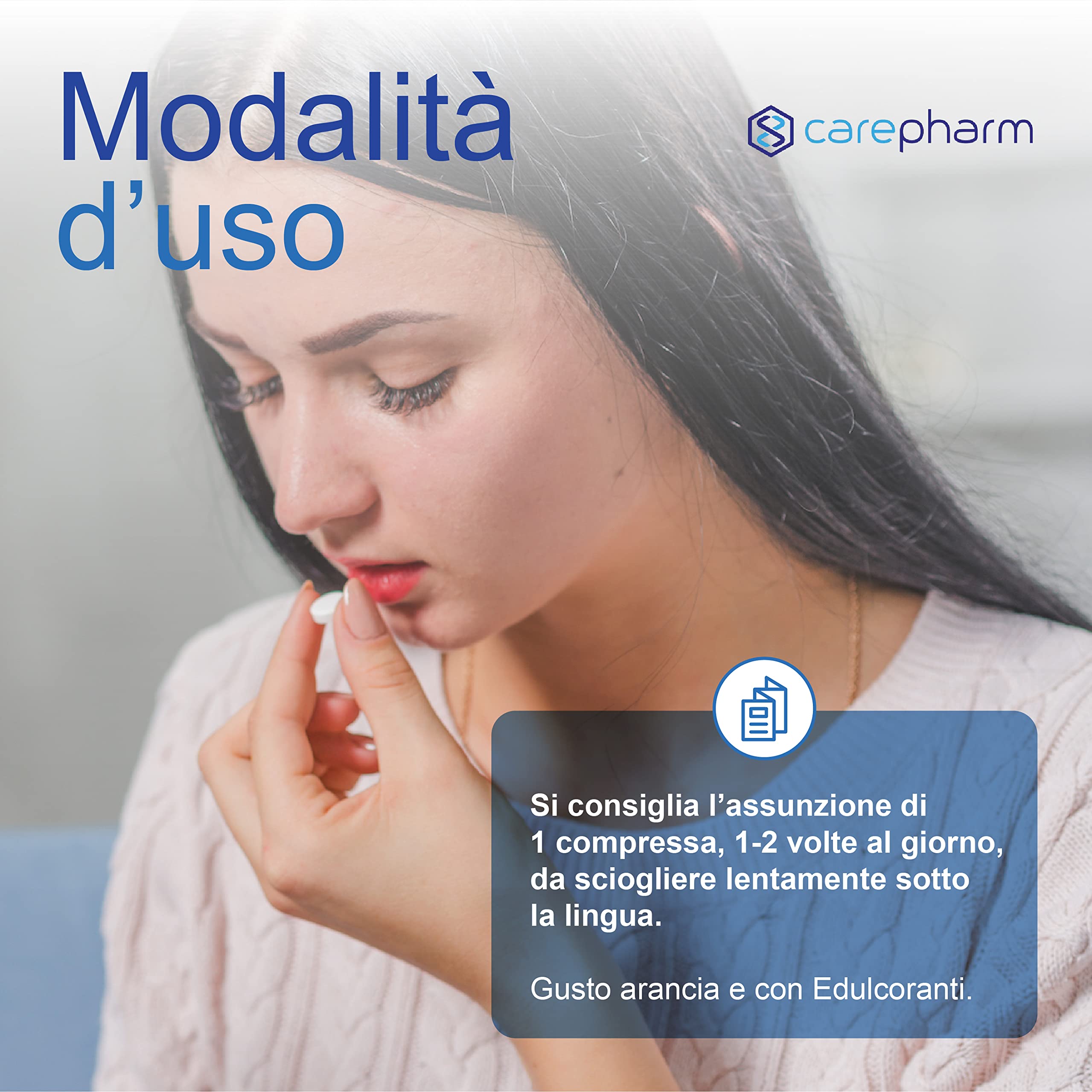 Carepharm, Ansioten Orosolubile, 30 Compresse di Integratore Alimentare a Base di Estratti Vegetali, Gusto Arancia, Favorisce il Rilassamento in Caso di Stress, Senza Zuccheri, Senza Lattosio, 30 g
