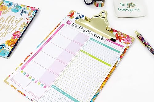Miniatura 4 de bloom daily planners Portapapeles tamaño carta, estándar de 9 pulgadas de ancho x 12.5 pulgadas de alto, bonito tablero de clip floral para oficina,