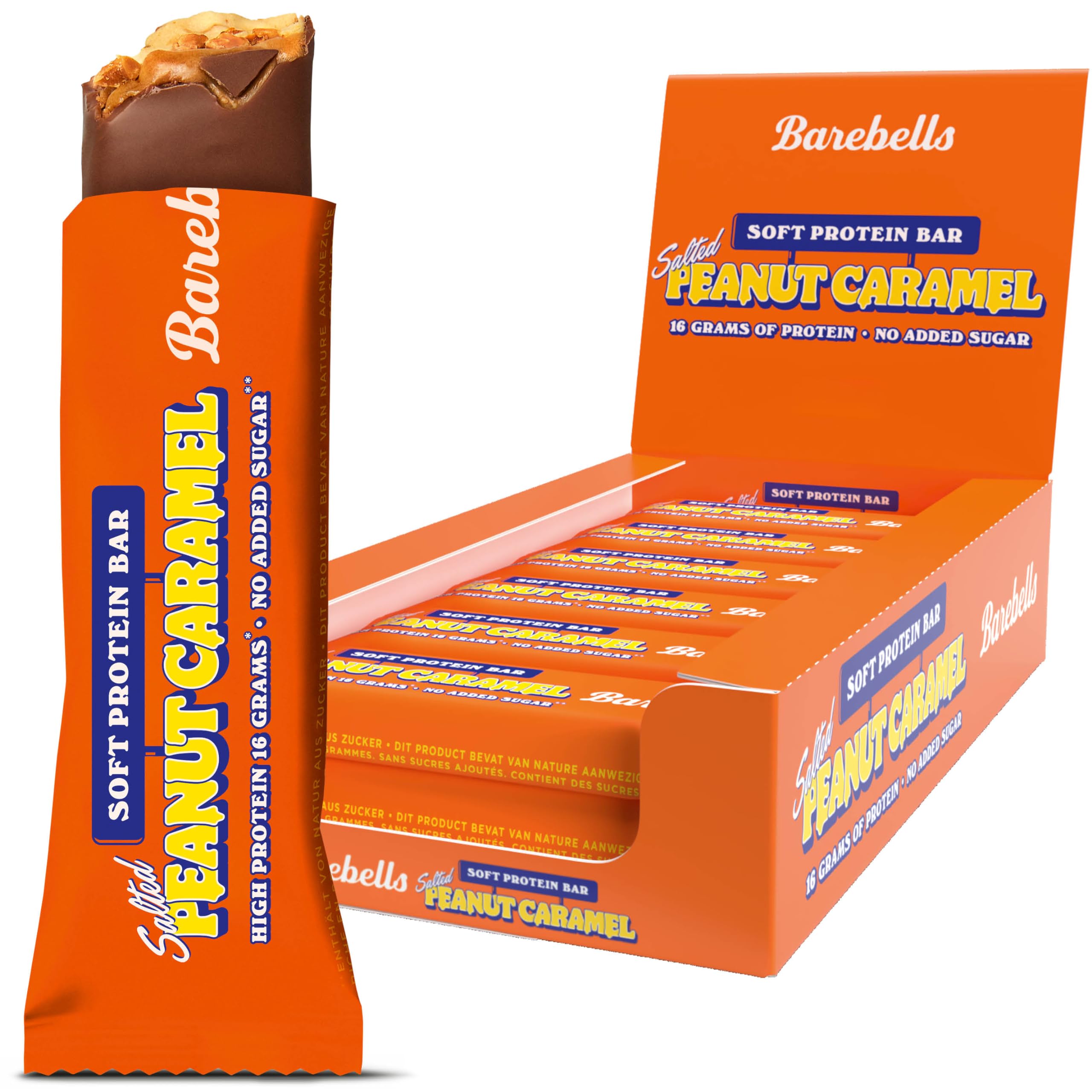 Barebells Soft Protein Riegel – 16g High Protein Bar, Zuckerarm, Eiweißriegel, Ohne Palmöl – Salted Peanut Caramel, 12 x 55gr