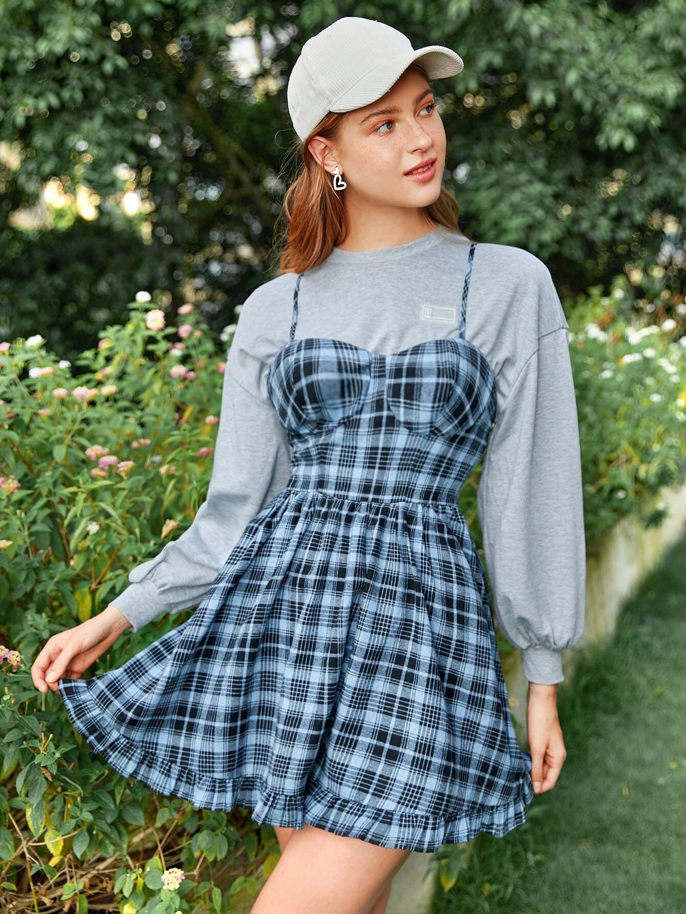 blue preppy dress Navy Preppy Style Long Dress, Peter Pan Collar Collar Bow (one size / choose M) / L