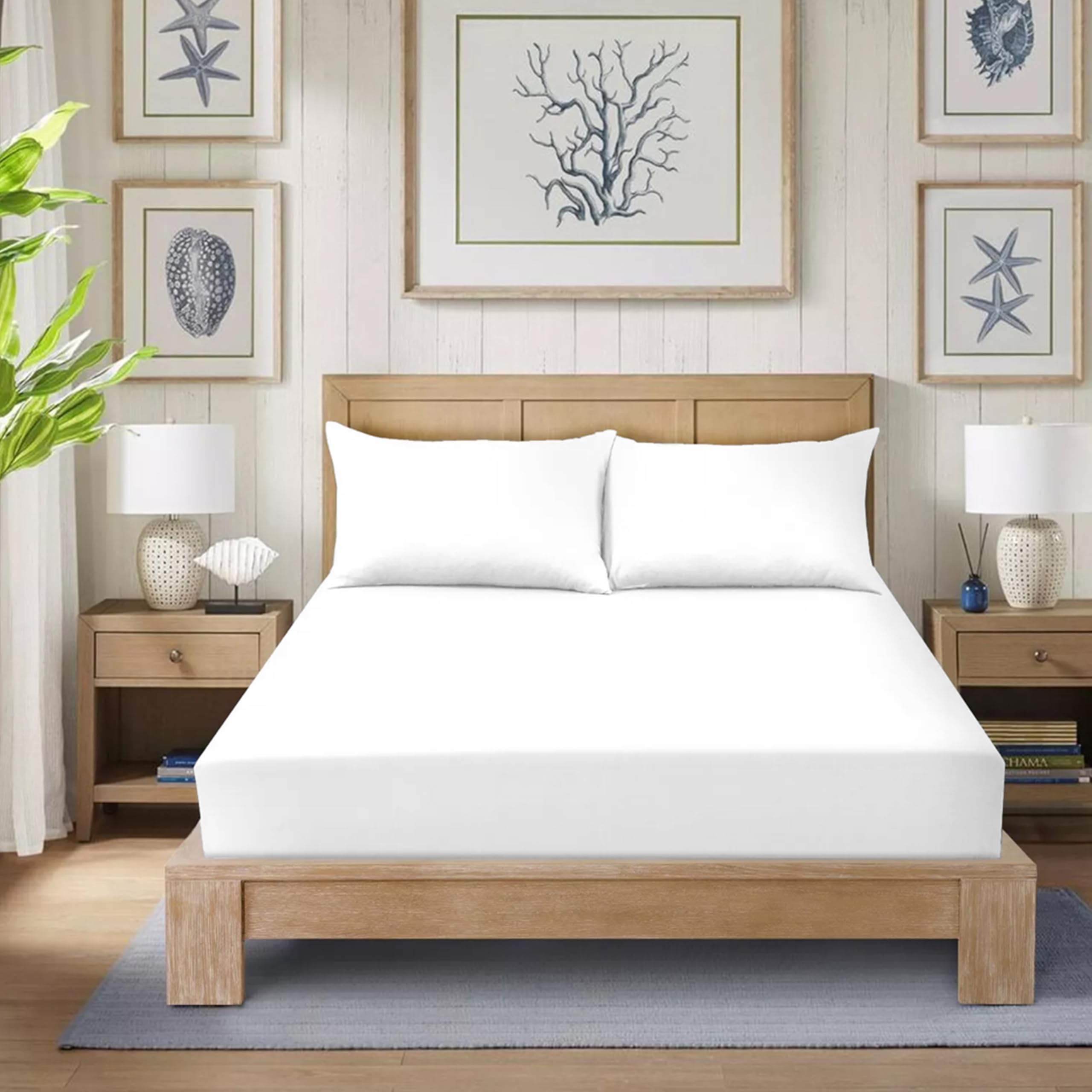 Egipto Polycotton Extra Deep Fitted Sheets - Durable, Soft, Cool and Breathable Double 16"/40CM (White)