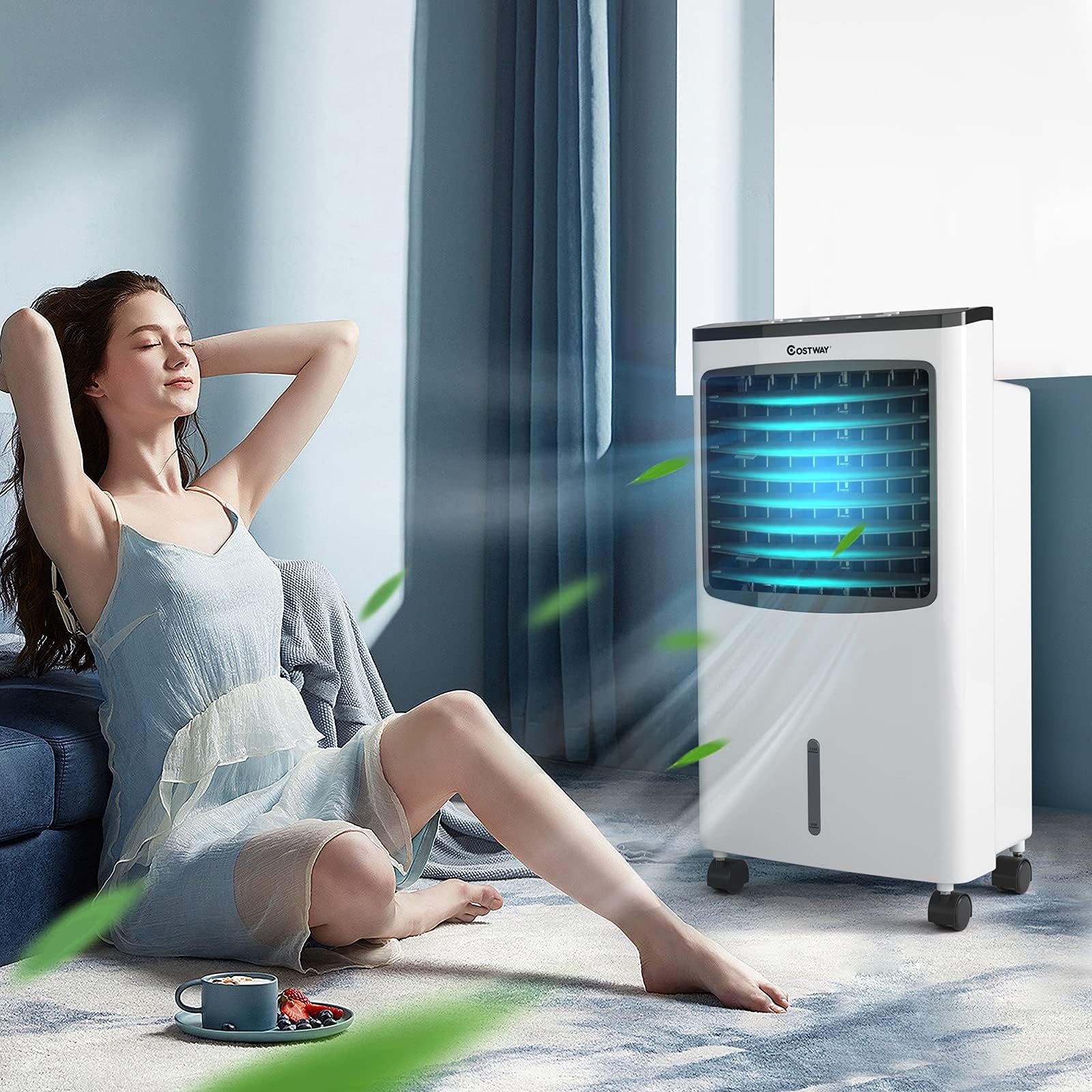RELAX4LIFE 3 in 1 Ventilatore a Ghiaccio con Serbatoio Acqua 8L, 3 Modalità e 3 Velocità, Raffreddamento, Ventilatore, Deumidificazione
