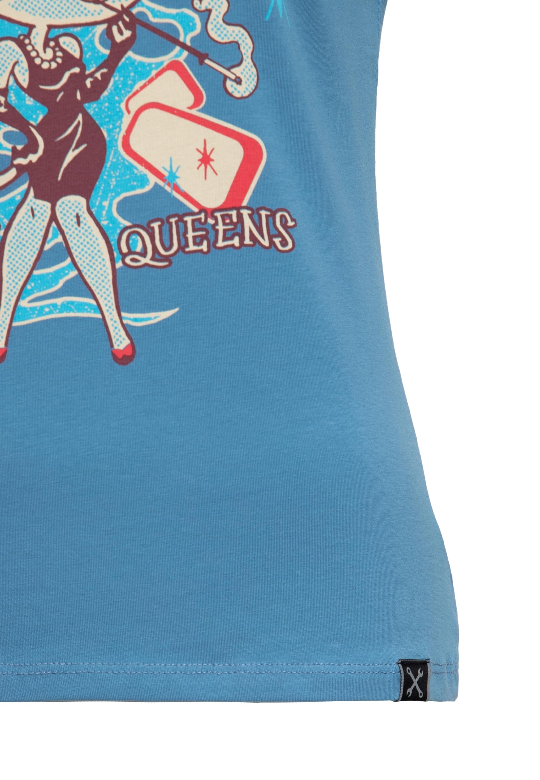 Queen Kerosin T-shirt pour femme | Rockabilly | Kitty | 50S | Coupe ajustée | Imprimé sur le devant | Rétro | Vintage | Rock'n'roll | Cat | Comic Art Purr Kitty Purr Kitty Purr