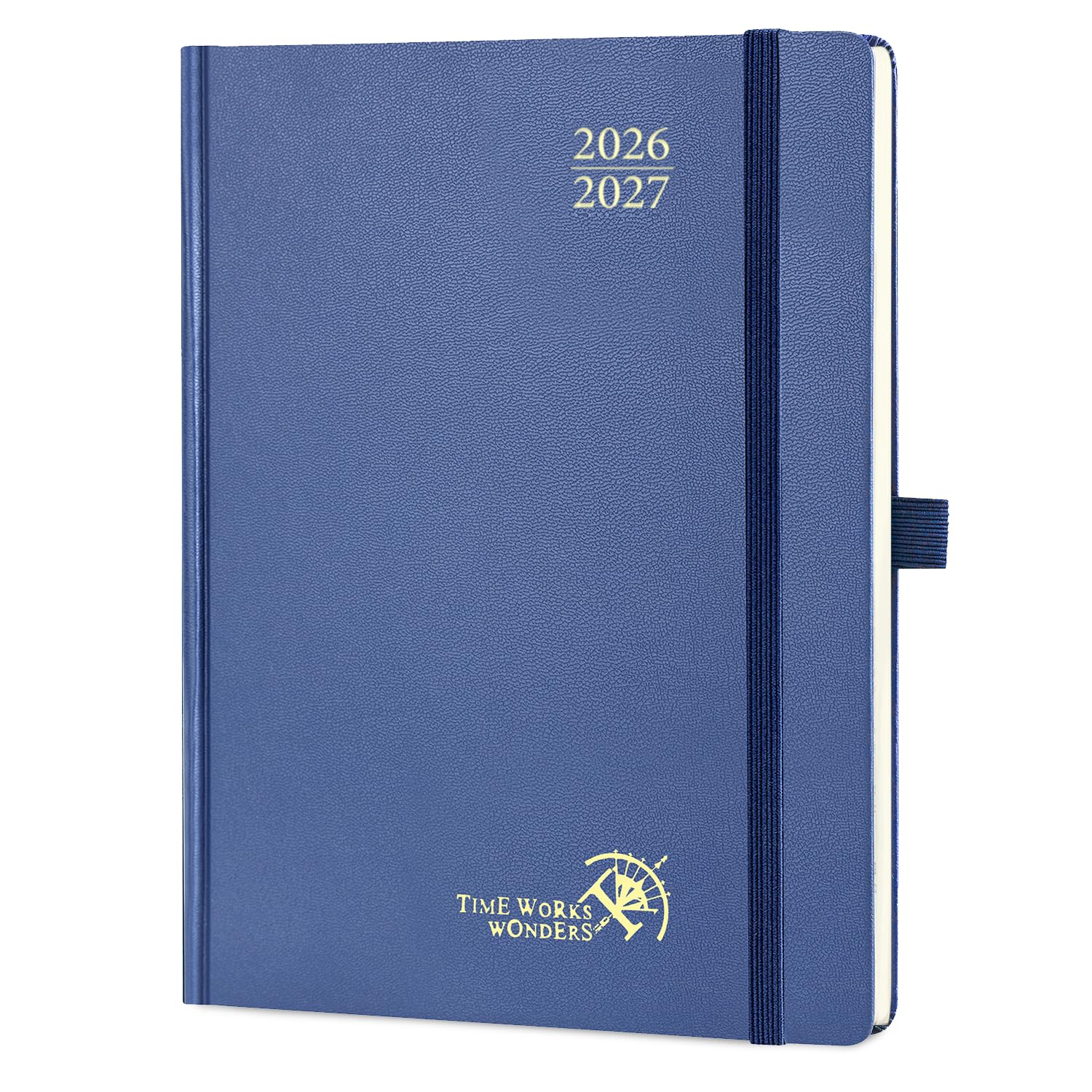POPRUN A5 Academic Diary 2026-2027 Hardback Week to View (22x16.5 cm) 17 Months (Aug'26 - Dec'27) Mid Year 26/27 Vertical Weekly Planner, Inner Pocket(Navy blue) — image 1