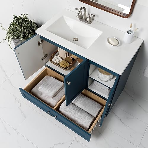 Miniatura 9 de Spring Mill Cabinets Emlyn - Tocador de baño con fregadero, 18.75 pulgadas de profundidad x 36.25 pulgadas de ancho x 32.89 pulgadas de alto, azul