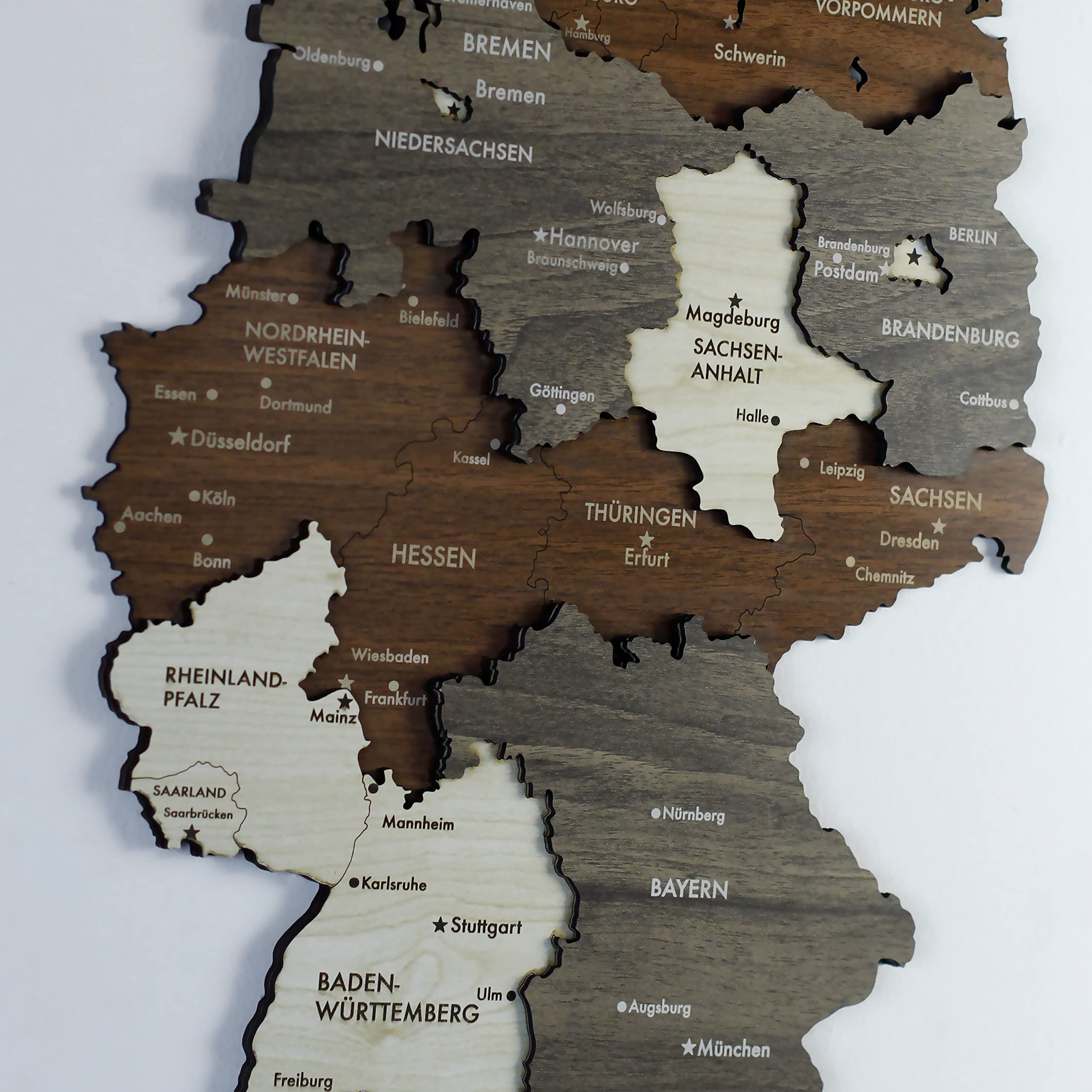 3D Holz Deutschland Landkarte, Deutschland Landkarte, Jubiläumsgeschenk, Landkarte Von Deutschland, Holz Wanddekoration, Wohndekoration Geschenk (40 x 30 cm, GEMISCHT)