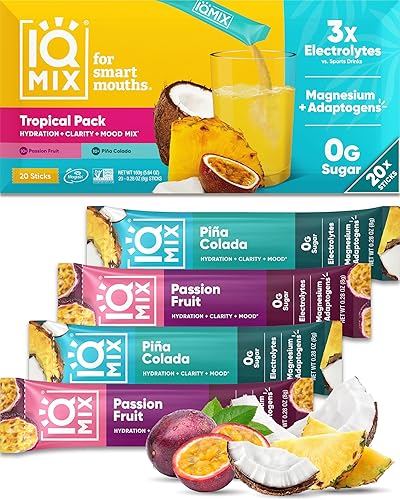 Miniatura 1 de IQMIX Sugar Free Electrolyte Powder Packets (Tropical Variety, 20 Count (Pack of 1))