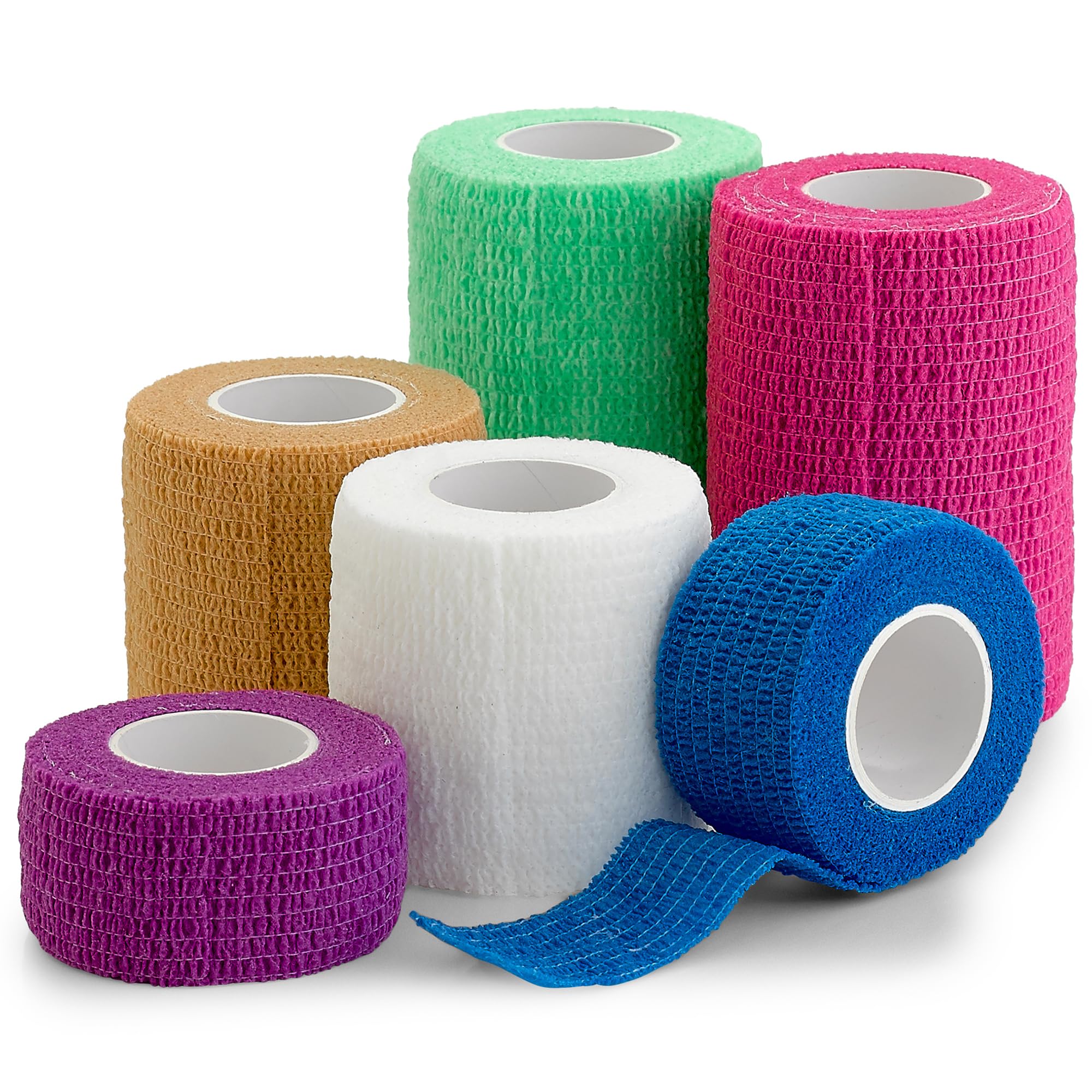Self Adherent Cohesive Tape - 6 Count 1 2 3 x 5 Yards Combo Pack Self Adhesive Bandage