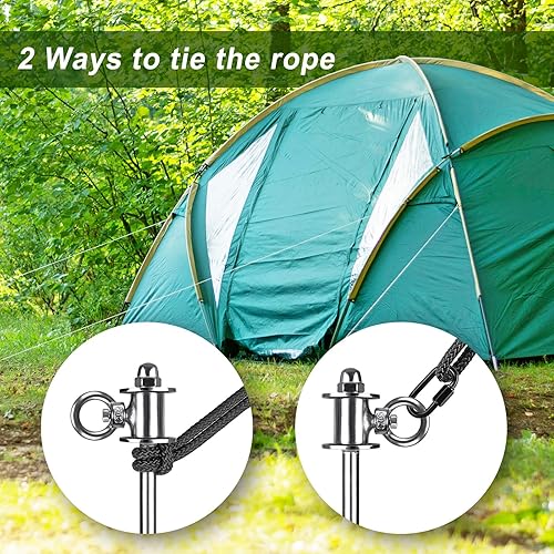 Miniatura 8 de SELEWARE Juego de 4 estacas de camping resistentes para exteriores, juego de 4 anclajes para cama elástica, estacas de amarre para perros, barra