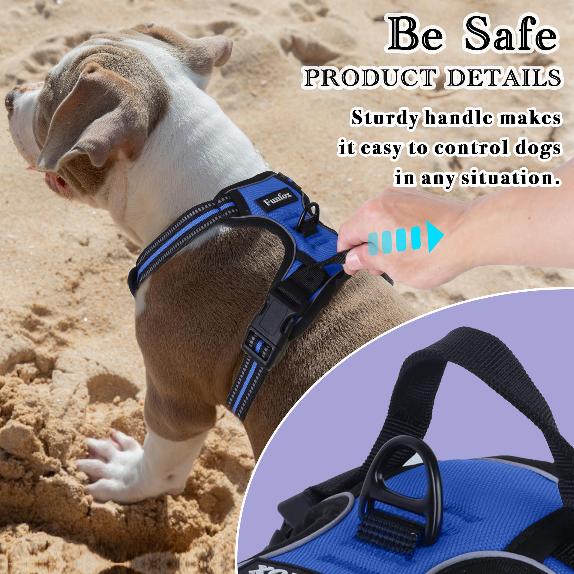 Funfox Dog Harness Large Dog, 2 Clips No Pull Vest Harness Handle Control - Image 4