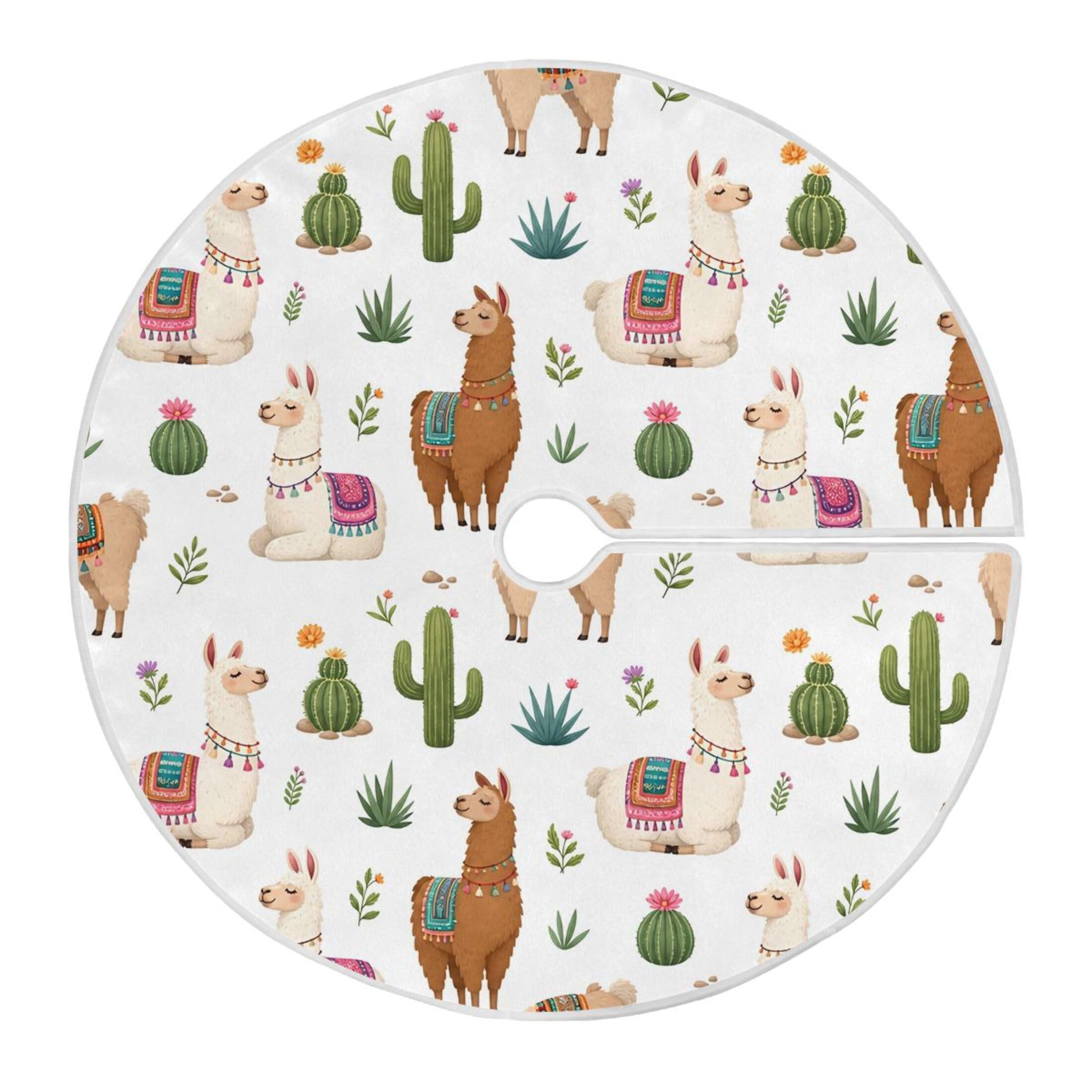 Fuauuyl Alpaca Christmas Tree Skirt 36 in Indoor Outdoor Tree Mat for Farmhouse Holiday Party Decoration