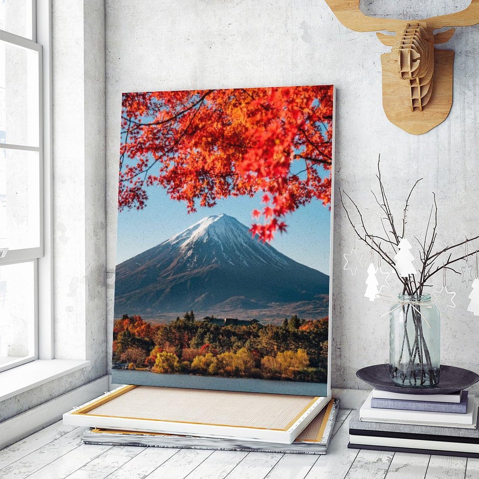 油絵 油彩 油彩画 絵 絵画【富士山と紅葉】 油絵】【紅葉の富士山】#油彩画 #芸術 #油絵 #絵 #アート #art