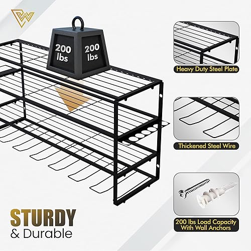 Miniatura 6 de Organizador grande de herramientas eléctricas, soporte de pared con 4 capas, 7 soportes para taladros, estante organizador de herramientas de alta