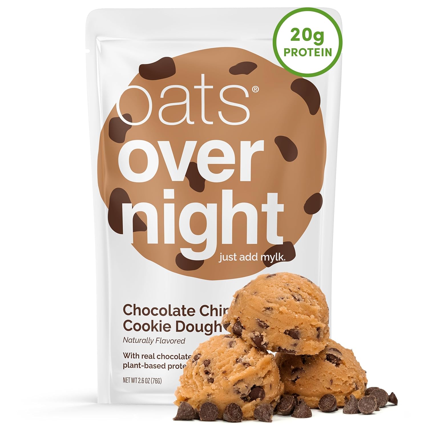 Oats Overnight - Chocolate Chip Cookie Dough - Avena Vegana, 20g Proteína (24 Pack)
