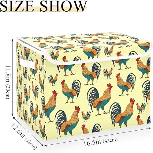Miniatura 3 de Roosters - Contenedores plegables de almacenamiento de tela con asa reforzada, organizadores de armario para dormitorio, sala de estar, oficina,