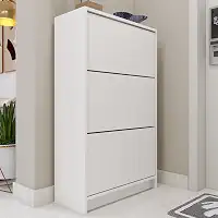 Sapateira de Parede Moderna, 3 Prateleiras Inclinadas, Branca, Organizador Vertical para Calçados