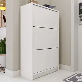 Sapateira de Parede Moderna, 3 Prateleiras Inclinadas, Branca, Organizador Vertical para Calçados
