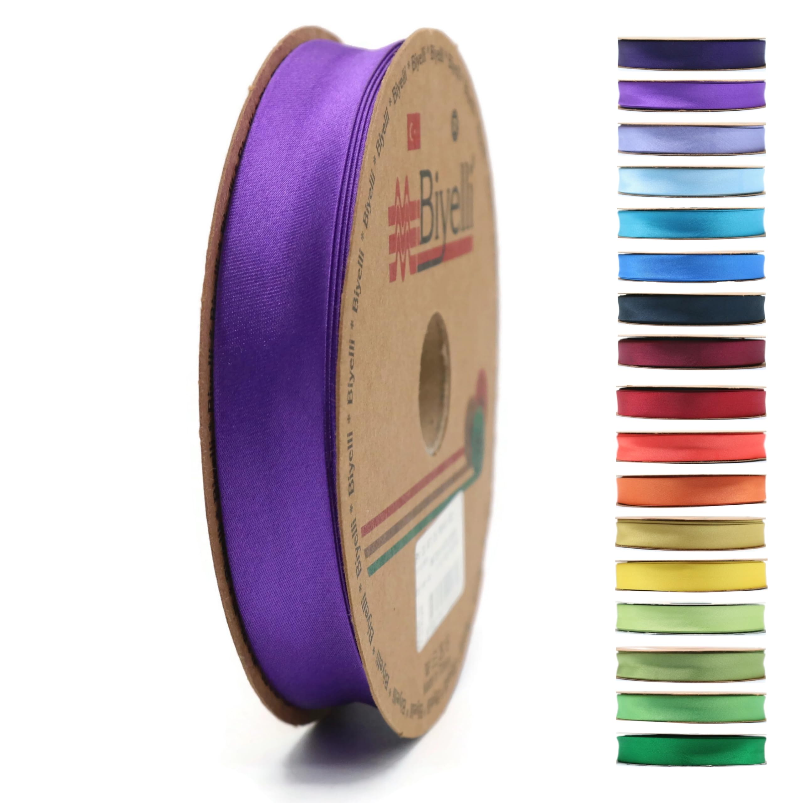 Fold Satin Bias Tape - 99+ Colors - 3/4 Inches Wide - 27 Yards - Fold Satin Binding Bias Ribbon Fabric Piping Bias Binding Tape for Sewing Clothing DIY (32. Purple) BYS32