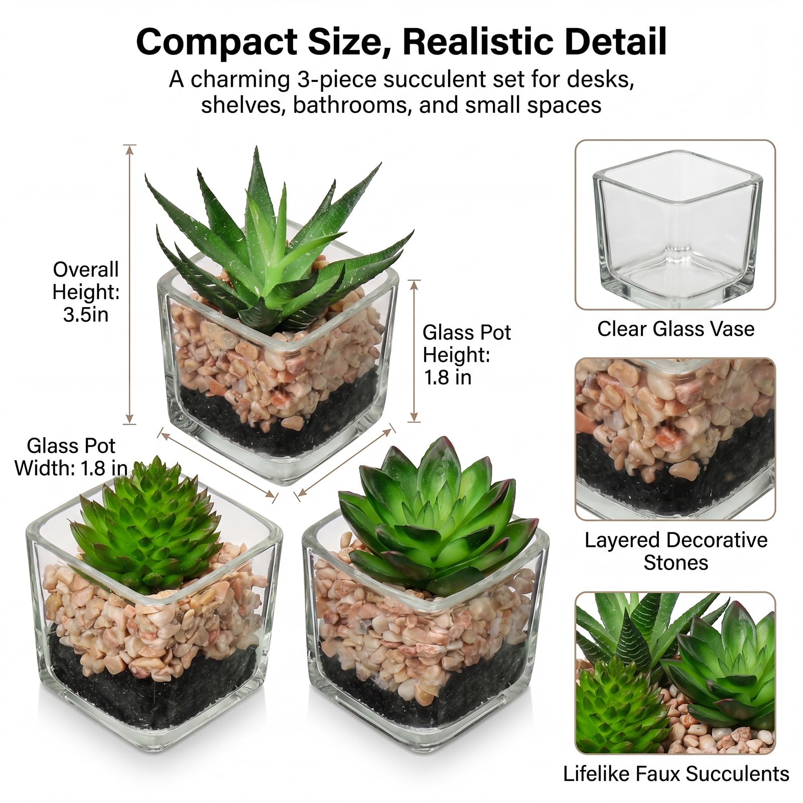 フェイクグリーン 多肉植物 2個セット ガラスポット Amazon｜Briful 人工多肉植物 ガラスポットに入った人工多肉植物 3個