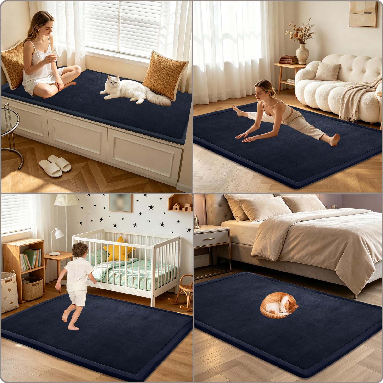 Baby Krabbelmatte Krabbeldecke 2cm Dicke Schaumstoff Spielmatte, Teppich Kinderzimmer Laufstall weich gepolstert mit Rutschfester für Neugeborene 90 x 120 cm