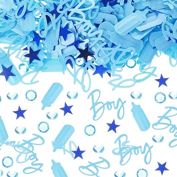 1000 Pieces Baby Shower Confetti - Baby Shower Decorations Blue Boy Table Scatter Confetti, Sprinkles Decor Confetti for Baby Shower Gender Reveal Party Supplies Boy