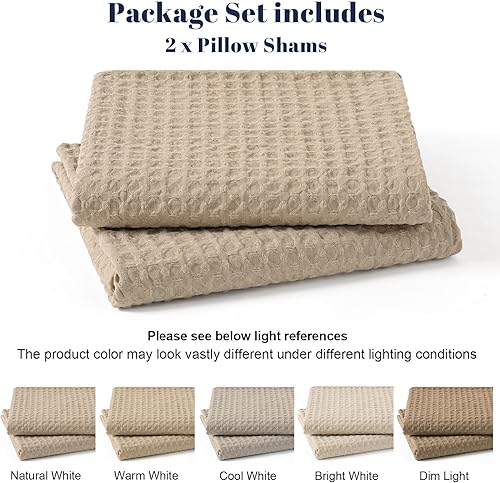 Miniatura 5 de PHF Juego de 2 fundas de almohada ultra suaves con tejido de gofre, tamaño estándar de 20 x 26 pulgadas, sin relleno, fundas de almohada