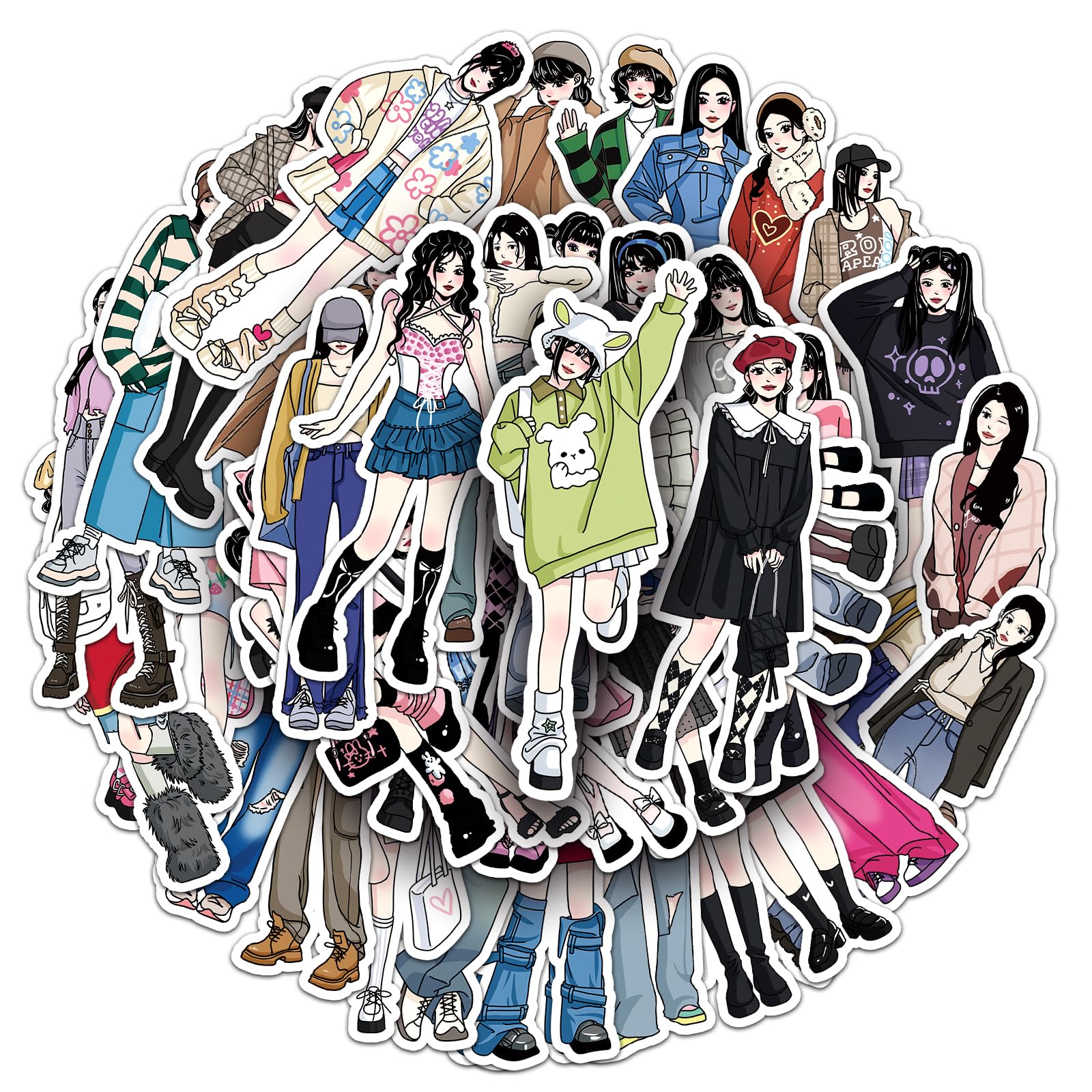 Sponsored Ad – Trendy Fashion Stickers for Girls Teens, 50PCS Stylish Vinyl Dressing Decals for Laptops, Journal Scrapbook - Wardrobe Decals for Fashionistas Adults