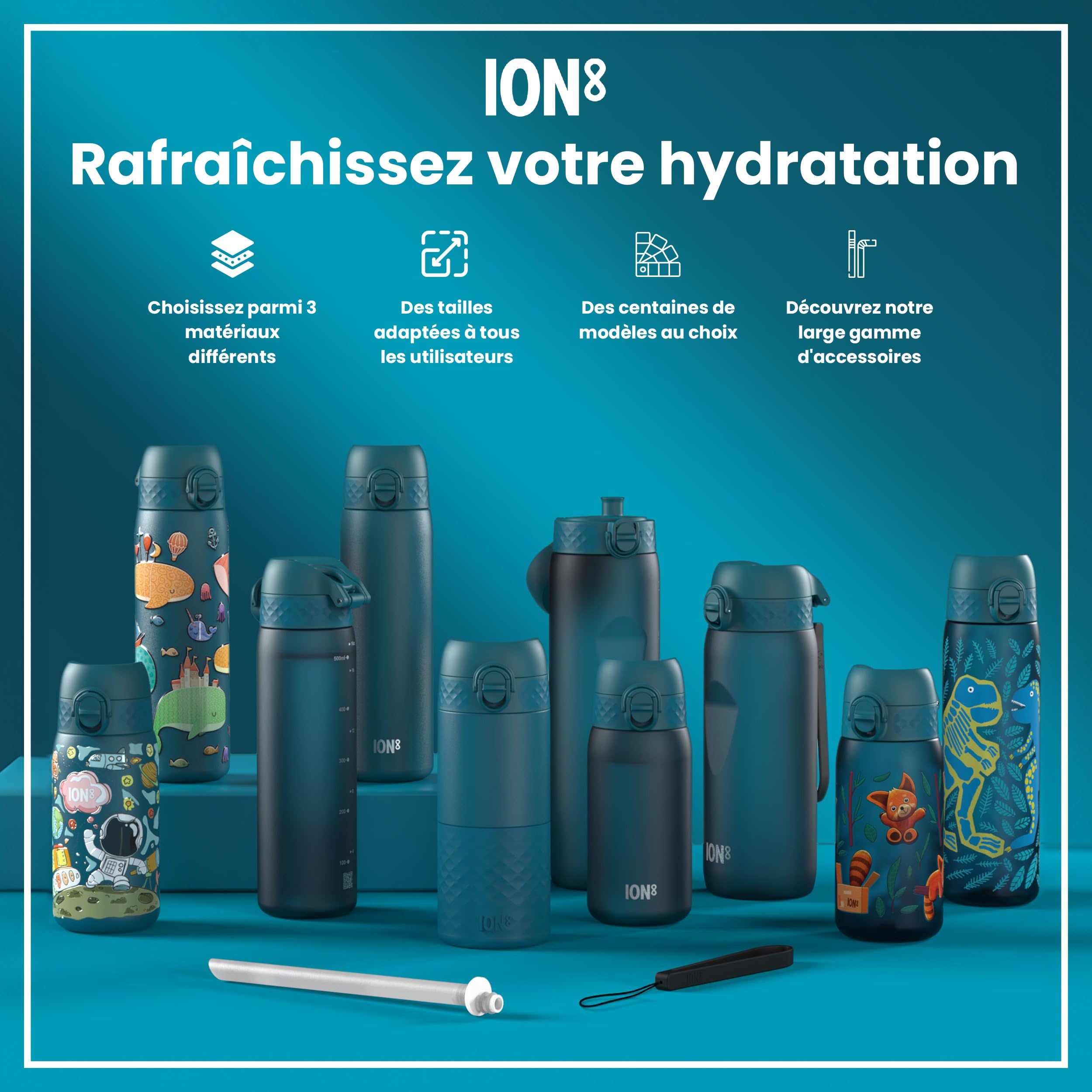 Ion8 Gourde Enfant Inox 400ml Anti-Fuite Acier Inoxydable Véhicules De Secours