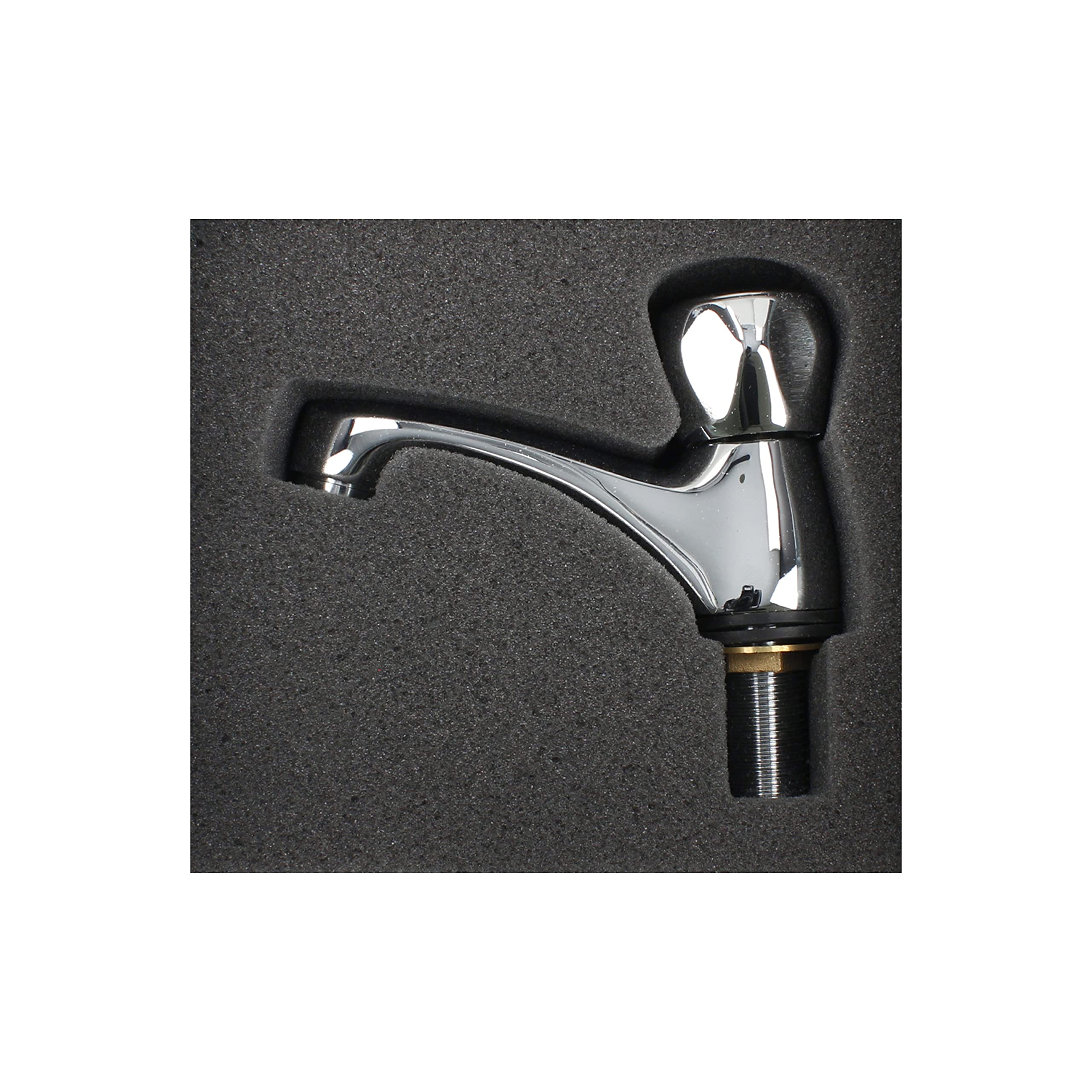 Fontastock URBEL FSKFGB004 Set de 2 grifos Individuales para Lavabo, Agua fría/Agua Caliente, Soportes de fijación, maneta de Zinc y Cuerpo de latón