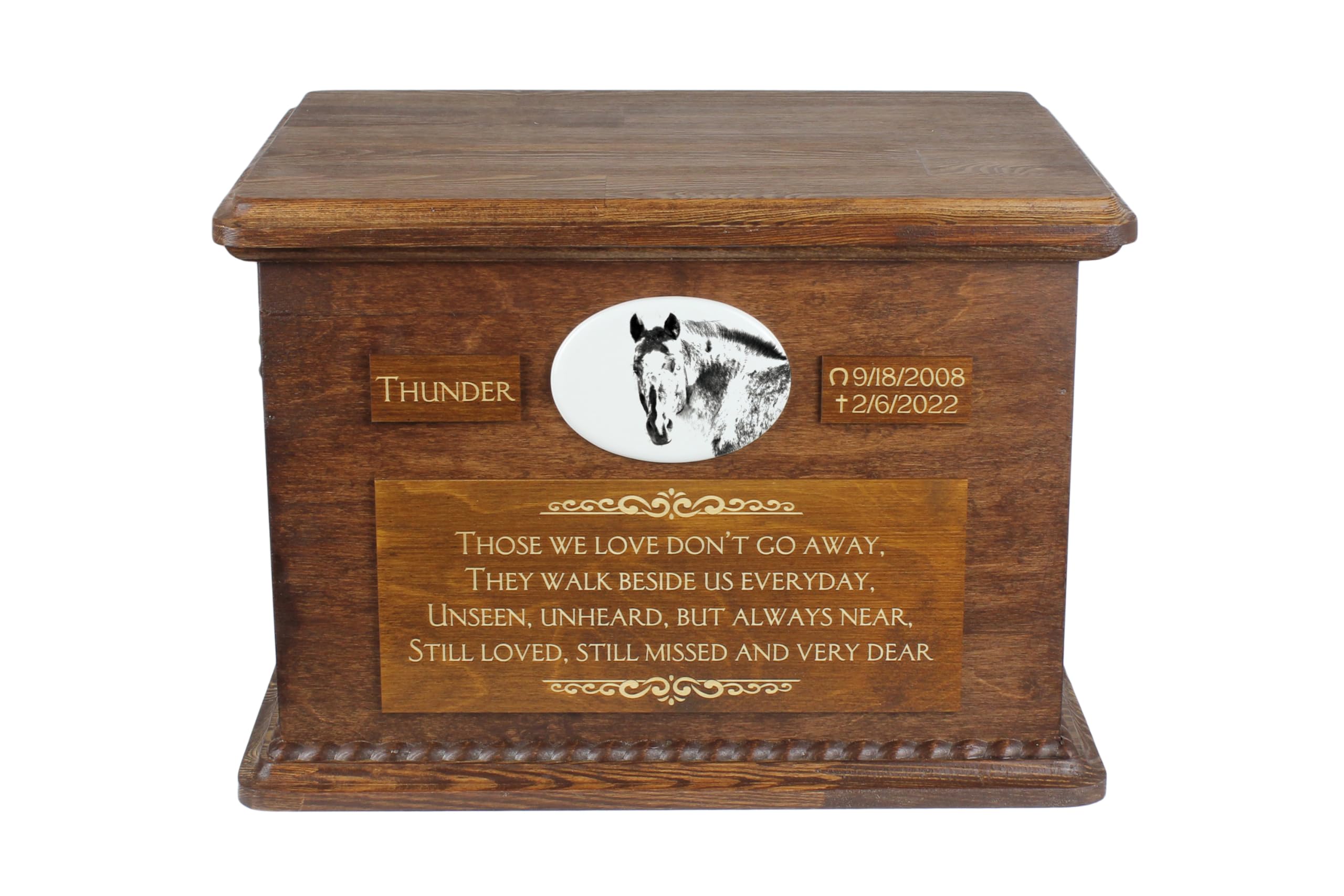 Urne pour les cendres de cheval en bois fait à la main mémorial haut de gamme Art-Dog