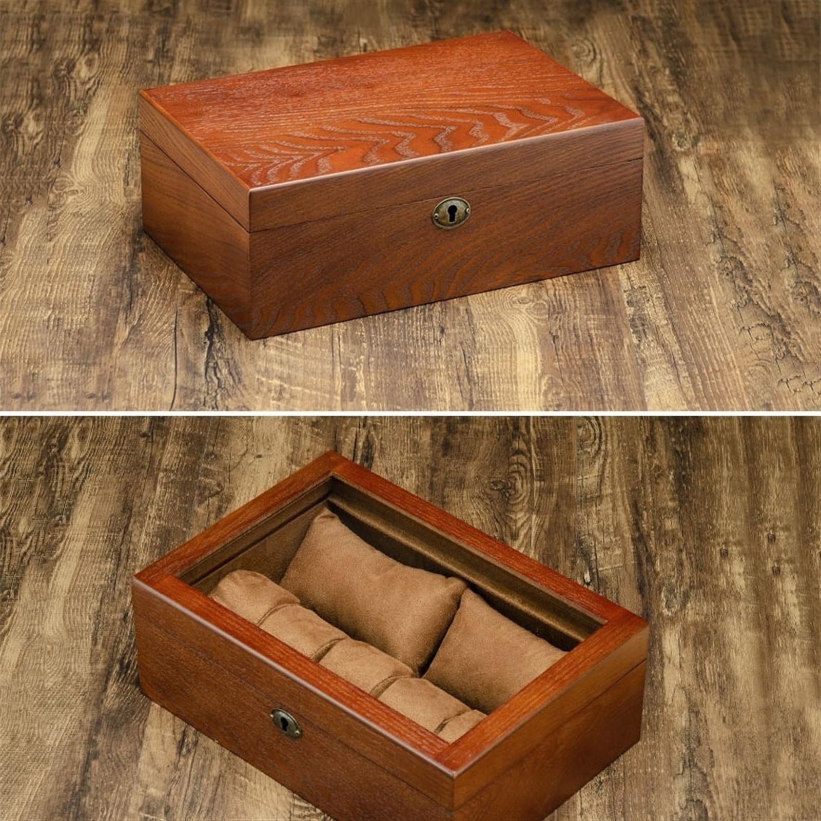 Caja de almacenamiento de relojes Caja de almacenamiento multifuncional for relojes, organizador madera alta gama, exquisita caja colección joyas con cerradura