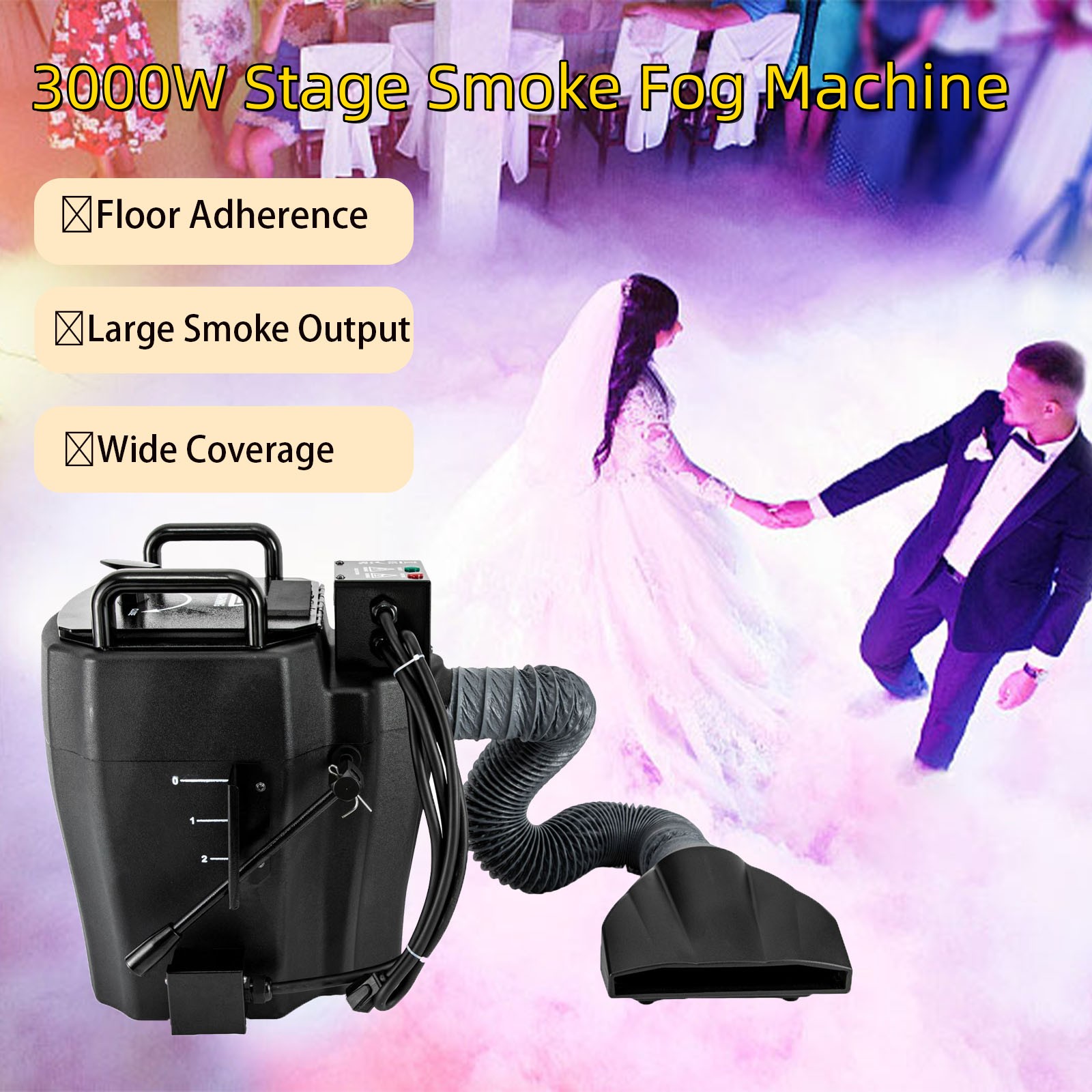 Máquina de humo para escenario, máquina profesional de niebla seca de 3500 W, con boquilla grande y cobertura de 1614 ft2, para conciertos, bodas y bares miniatura 7
