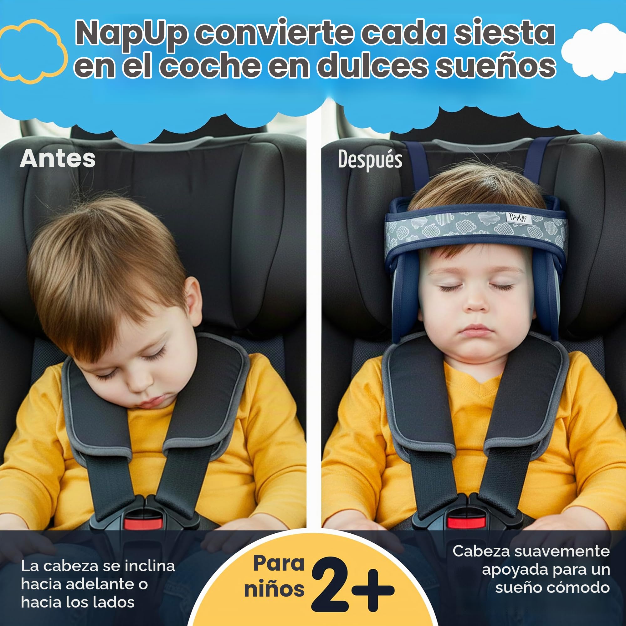 NAPUP Soporte de cabeza infantil para asientos de coche, solución de apoyo segura y cómoda para la cabeza y el cuello para asientos de automóvil orientados hacia adelante y refuerzos de respaldo alto,
