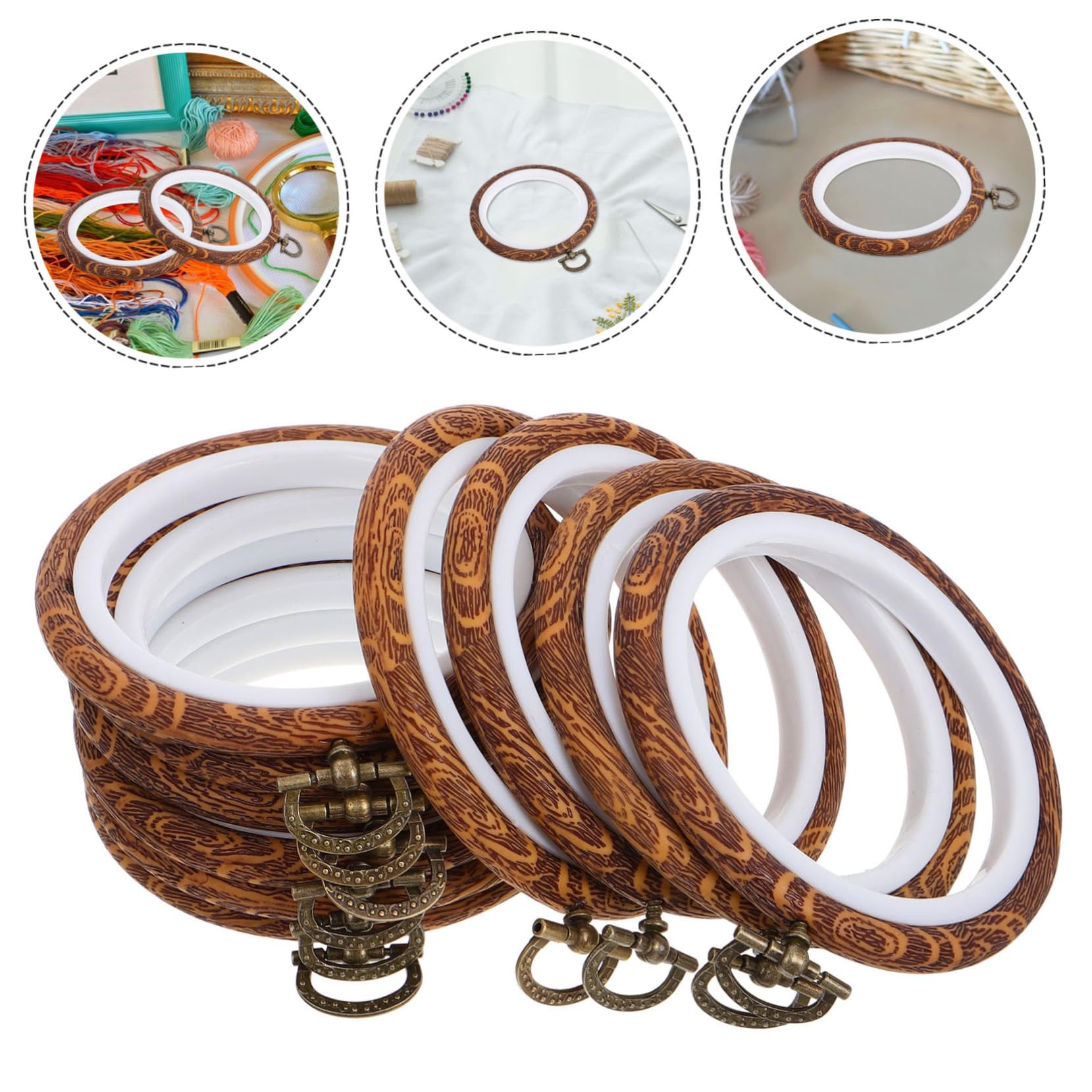 Holibanna Bastidor de Bordado Ovalado para Bordado, 10 Piezas | Pp Plástico y Metal, Diseño Portátil, Efecto Tridimensional, para Manualidades y Decoración del Hogar