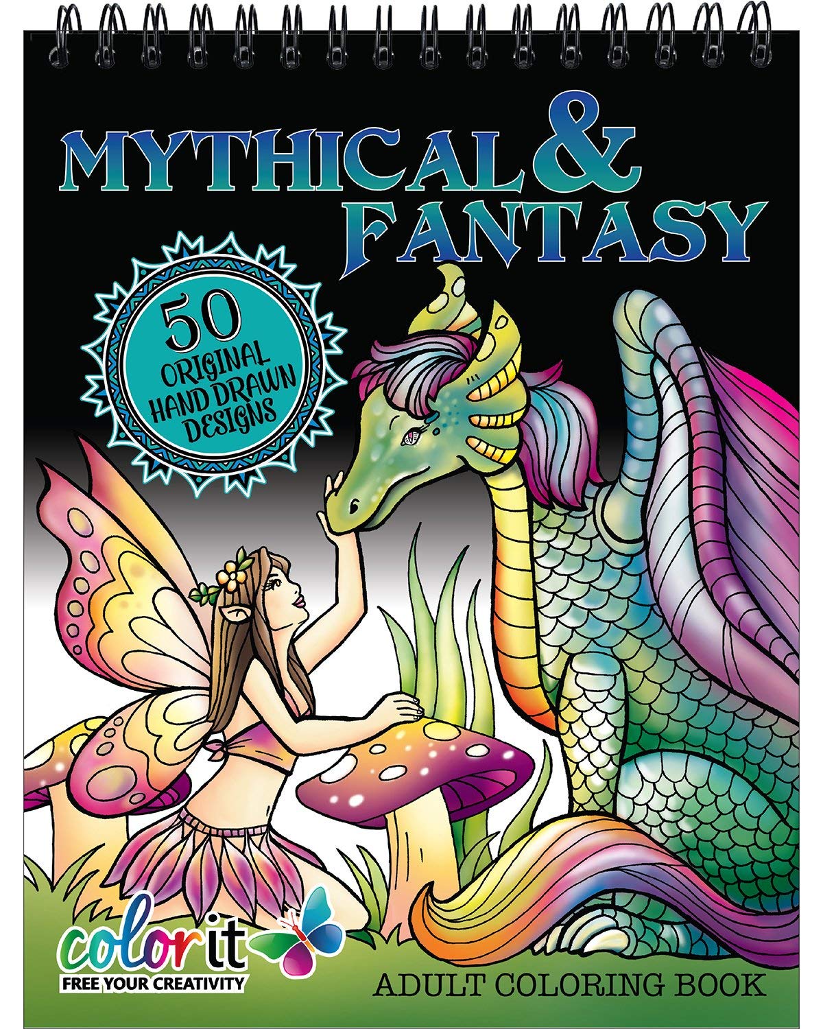 Mythical & Fantasy Adult Coloring Book - Features 50 Original Hand ...