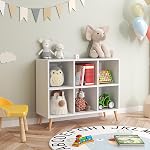 6-Cube Bibliothèque 2 Bibliothèque moderne Tier avec jambes, 36" Étagère de rangement en bois, étagères autoportantes pour chambre à coucher, bureau de salon, blanc moderne