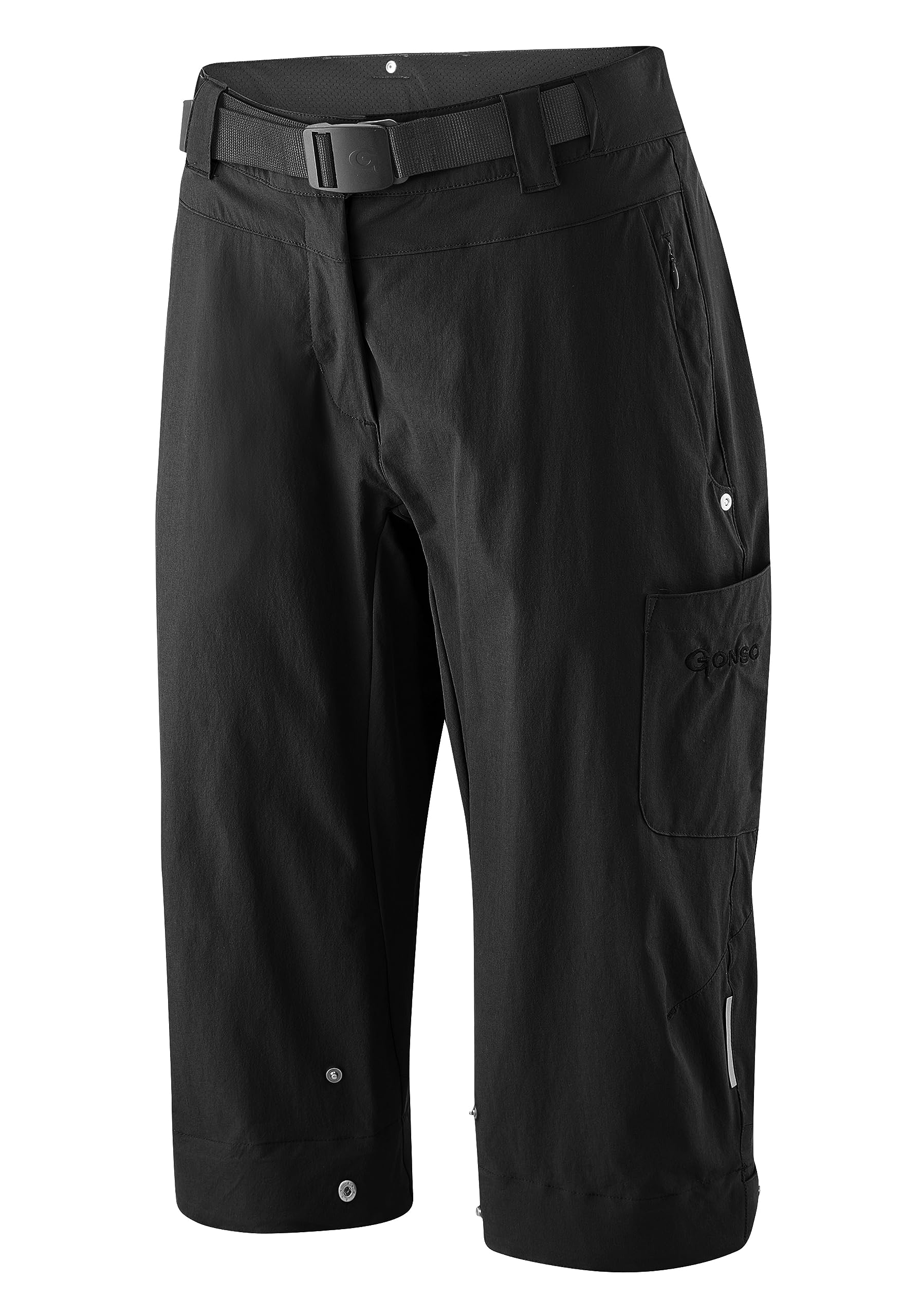 Gonso Ruth 3/4, Damen Fahrradhose 3/4, 2in1 Bikeshorts, Einknöpfbare Radunterhose mit Relax Gel Comfort Sitzpolster, Wasser- und fleckabweisend, Weite Passform, PFC-Frei