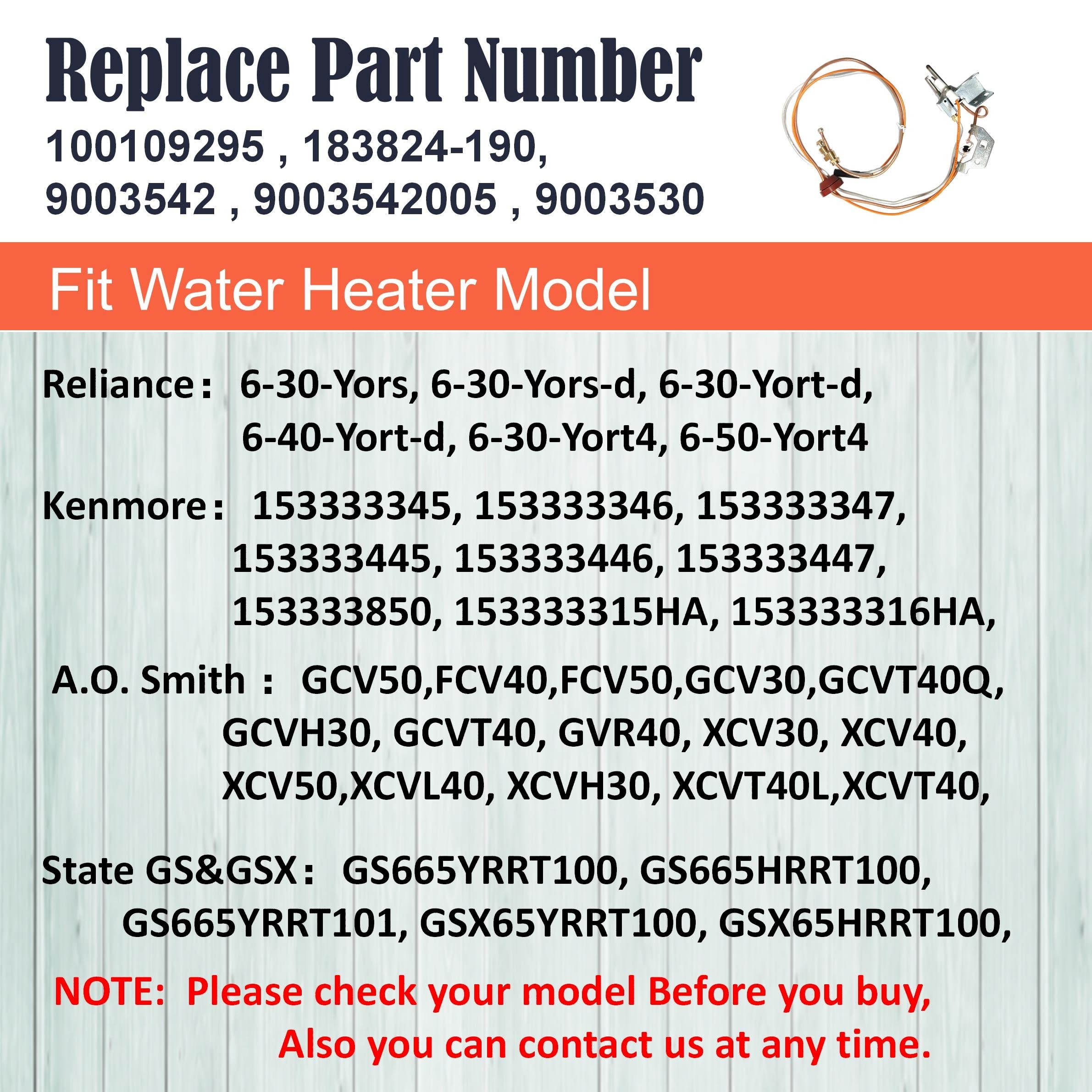Amazon.com: Water Heater Natural Gas Pilot Assembly Replaces  9003542,100109295, 9003542005,Compatible with Reliance, A.O.Smith, Kenmore,  State GS and GSX Natural Gas Water Heater : Patio, Lawn u0026 Garden