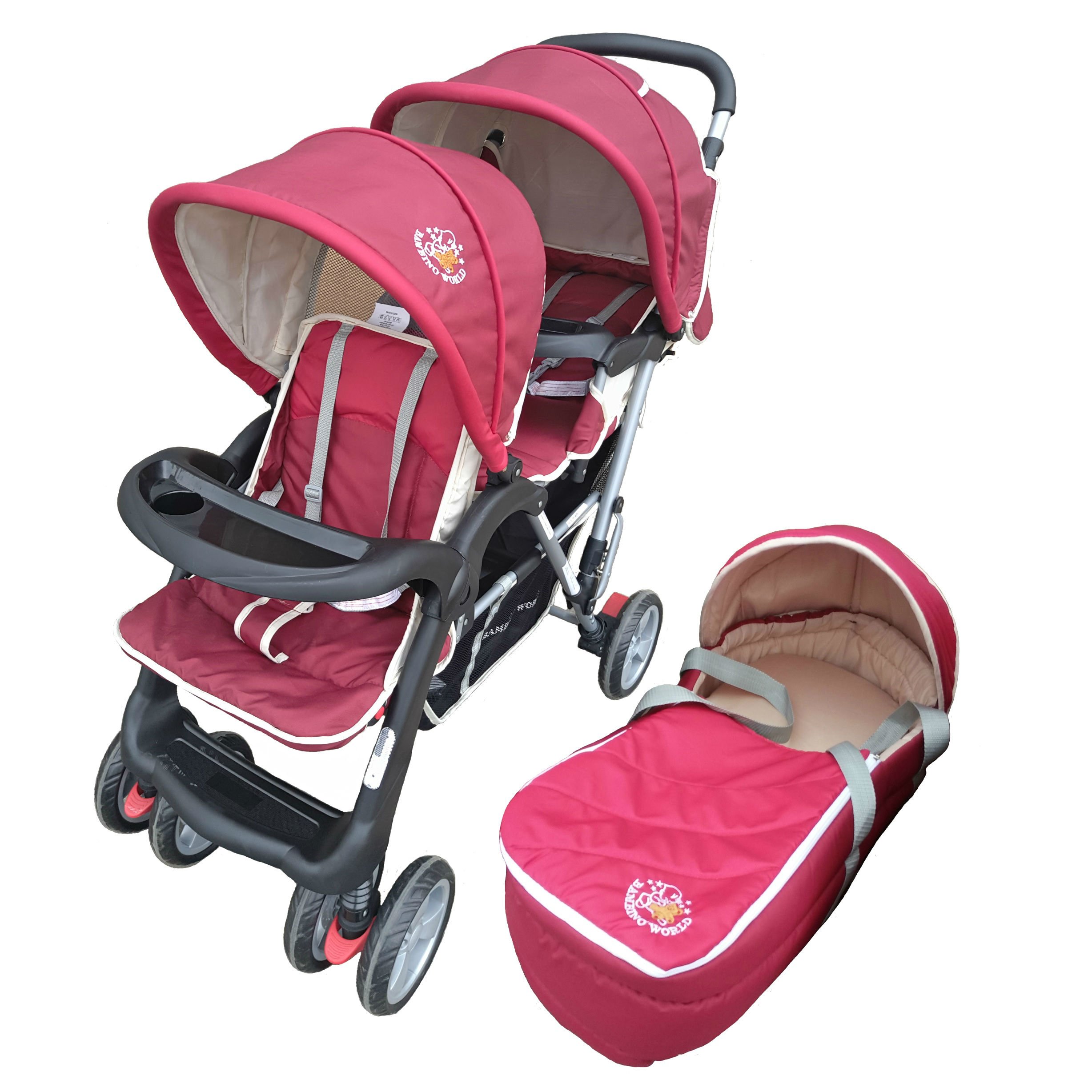 Exclusive Tandem - Twin Pram Scarlet - BambinoWorld
