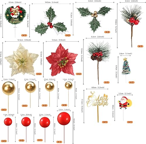 Vista 122 de Rsstarxi Paquete de 30 adornos navideños para cupcakes de hombre de jengibre con purpurina para baby shower, decoración para temática de Feliz