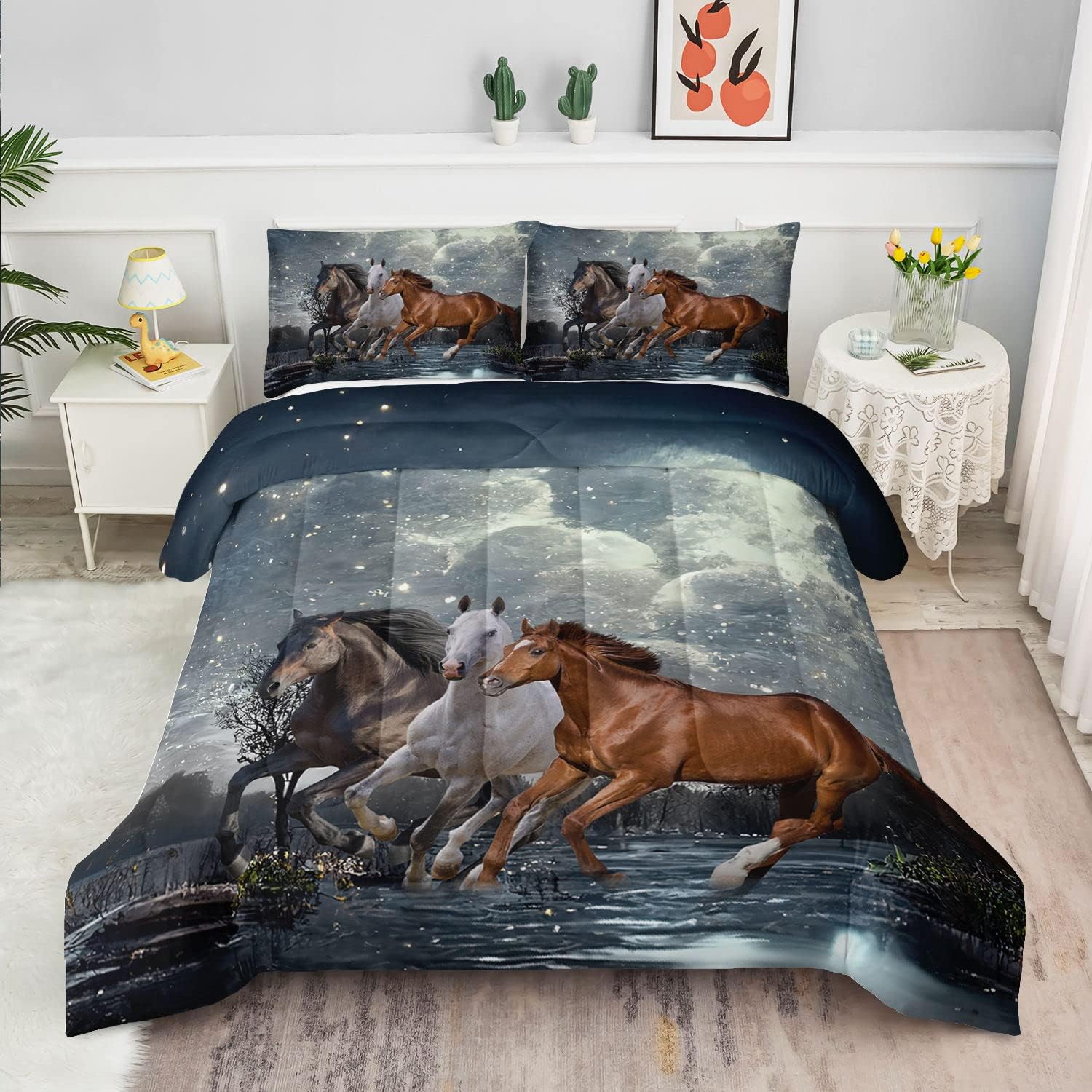 Datura home Galloping Horse Comforter Bedding Set,Teens
